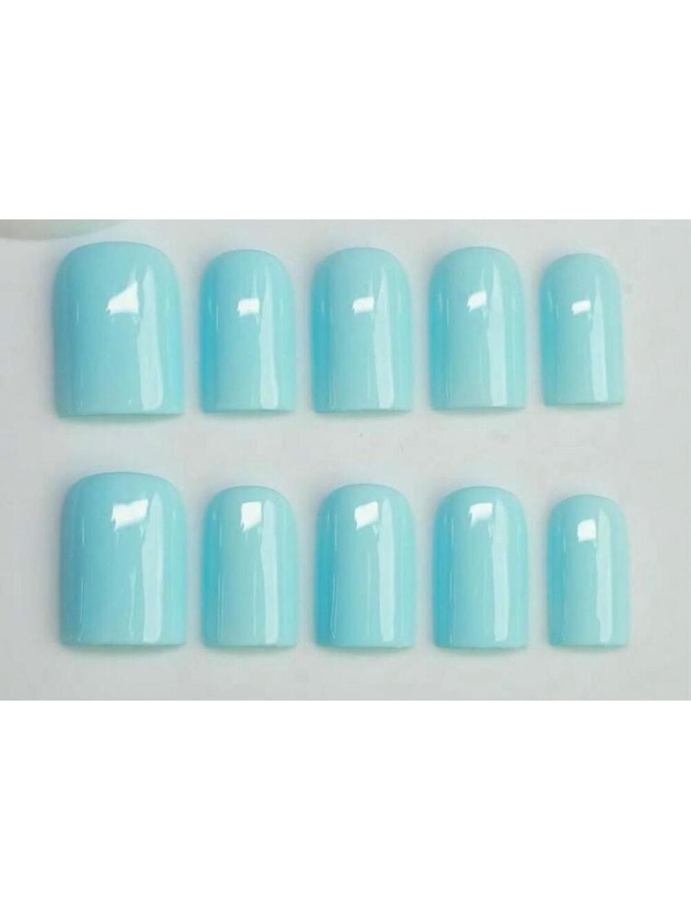 Extra Short square Press on nails solid color handmade custom